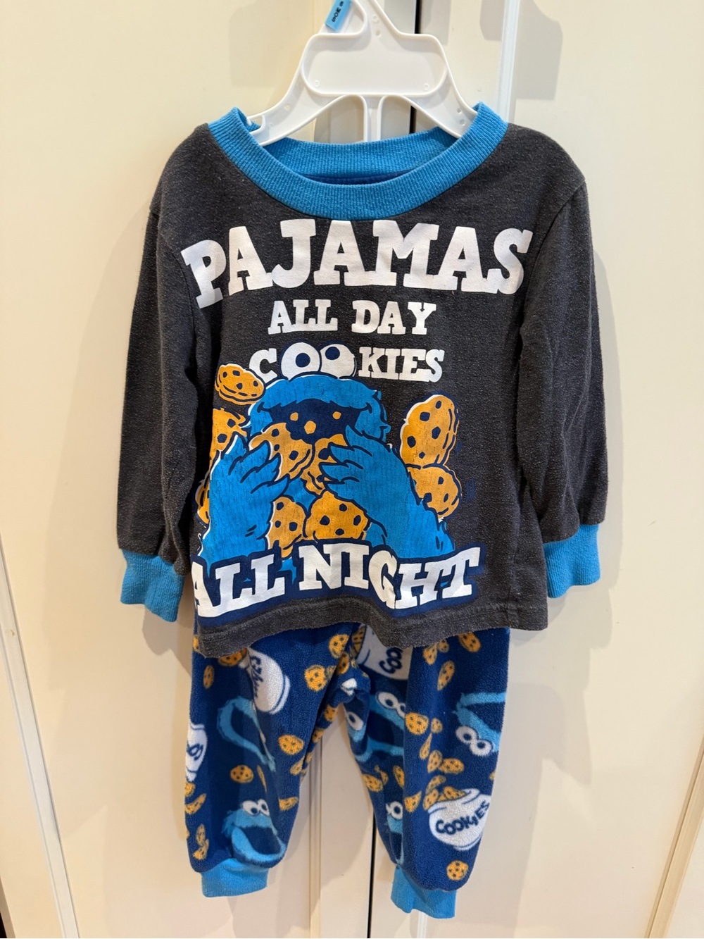 Sesame Street 2t Cookie Monster Pajama Set - Blue & Charcoal